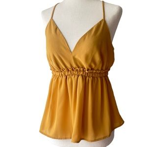 Active USA Mustard Yellow Peplum Cami Top Small